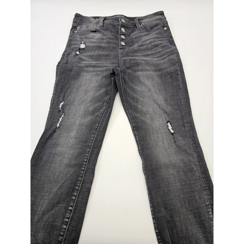 Liverpool LA Womens The High Rise Skinny Jeans Gray Distressed Button Fly Size 6